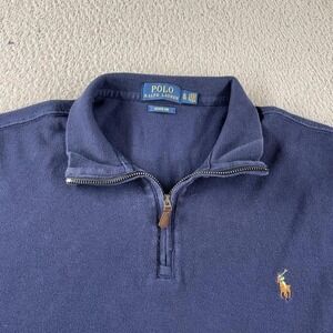 Vintage Polo Ralph Lauren Quarter Zip – Classic Preppy Essentials Navy Blue XL